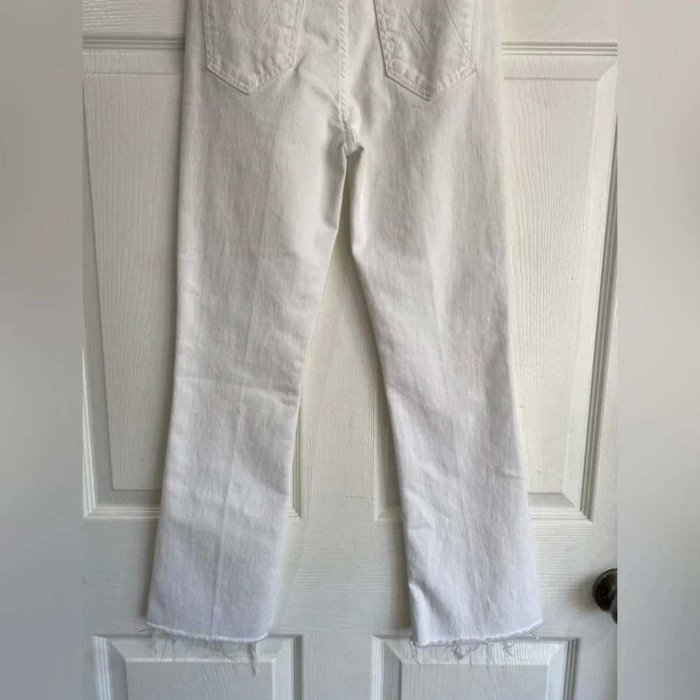 MOTHER The Hustler Ankle Fray In Fairest Of Them All White High Rise Jeans 24 - Picture 11 of 15